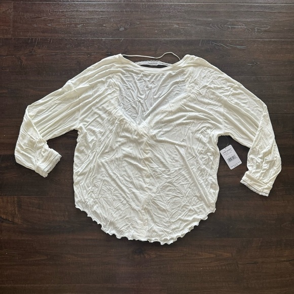 Free‎ People Shimmy Shake Alpine Ivory Long Sleeve Open Back Top Size Medium Wmn - Picture 3 of 10